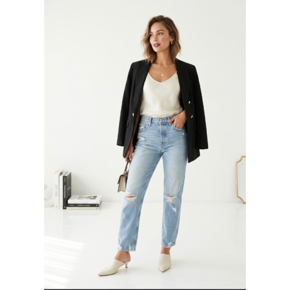 MOTHER Superior Jeans 27 The Tomcat High Rise Straight The Confession Distressed